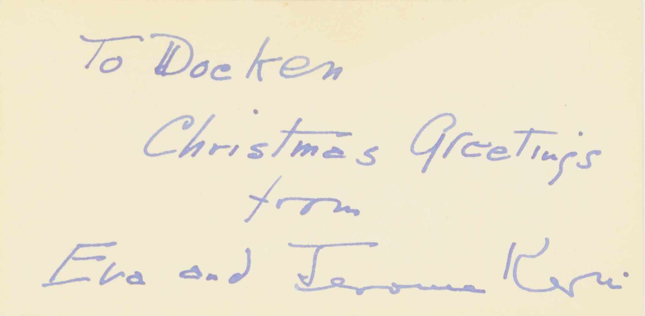 Kern, Jerome D. - Visiting Card Signed